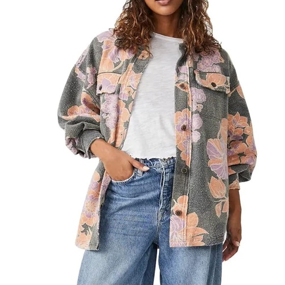 Free People Jackets & Blazers - NWT Free People Ruby Shacket charcoal combo XS